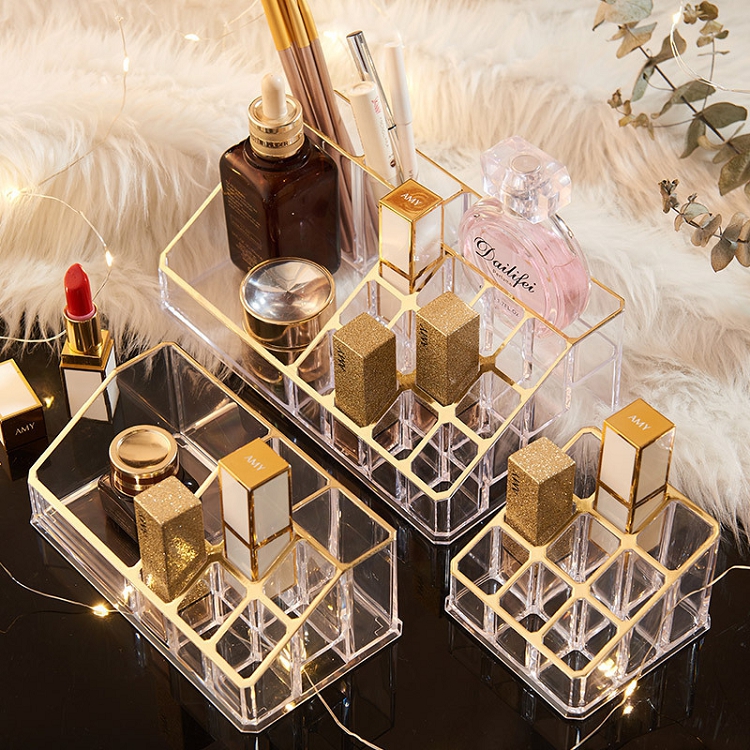 19 New multi-grid transparent makeup box skin care products lipstick storage rack Wish Amazon is popular